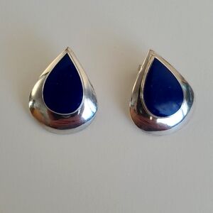 Silver and lapis teardrop earrings